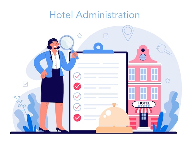 Vektor hotelkonzept. tourismusservice, professioneller hotelservice