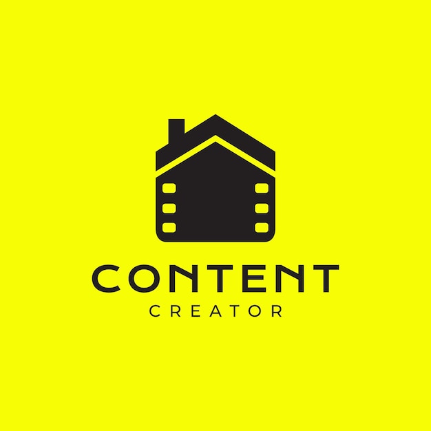 House cinema film studio content creator moderne minimale saubere flache logo-design vektor-illustration