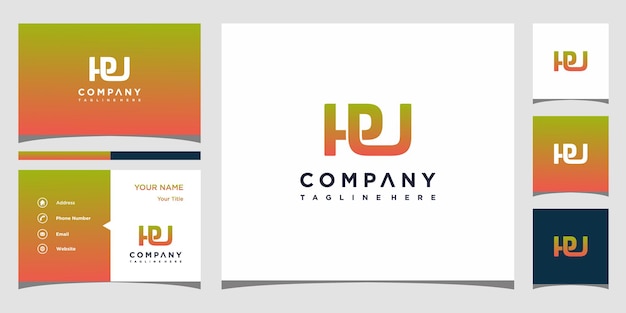 Hpu-logo-design mit visitenkartenvorlage premium-vektor