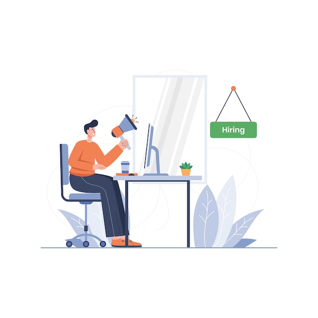 HR Manager macht Werbung für die Einstellung von Konzept Illustration