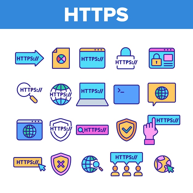 Http-elemente zeichen icons set