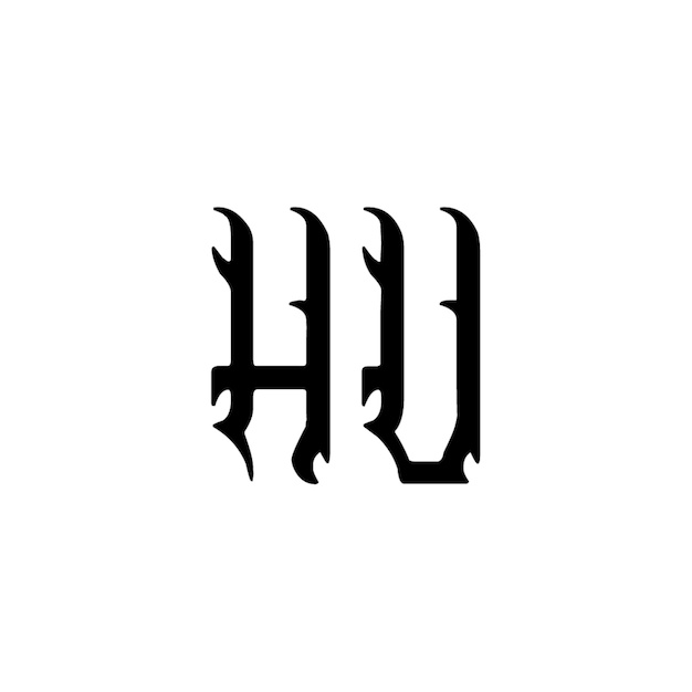 HU-Monogramm-Logo-Design Buchstaben-Text-Namen-Symbol Monochrom-Logotipp-Alphabet-Zeichen-Einfach-Logo