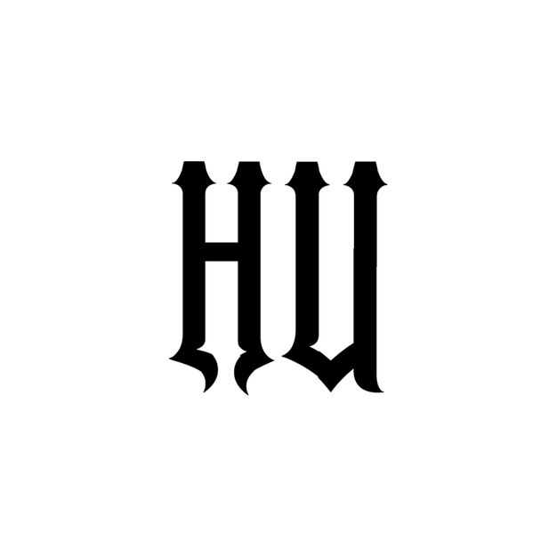 HU-Monogramm-Logo-Design Buchstaben-Text-Namen-Symbol Monochrom-Logotipp-Alphabet-Zeichen-Einfach-Logo