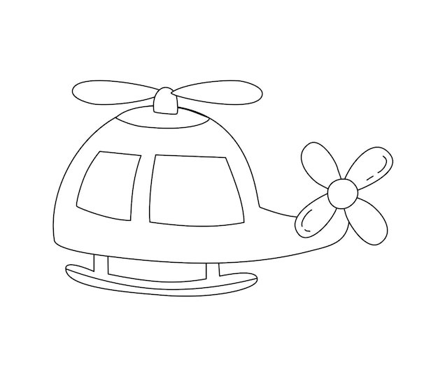 Vektor hubschrauber kinder vektor doodle vorlage schwarz-weiß