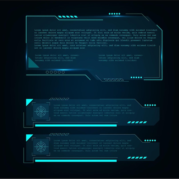 Hud-Elemente, futuristische Elemente, Benutzerbildschirm, Monitorschnittstelle, Vektorillustration