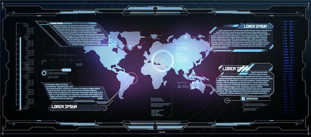 Hud frames. futuristische moderne benutzeroberflächenelemente, hud-bedienfeld. digitales hologrammfenster mit high-tech-bildschirm. sci-fi futuristisches dashboard. vitrual reality-technologie. vektorillustration