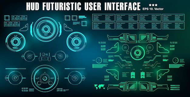 Hud futuristische grüne benutzeroberfläche dashboard zeigt virtual-reality-technologie-bildschirm an