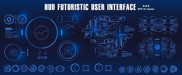 Vektor hud futuristisches blaues dashboard der benutzeroberfläche zeigt virtual-reality-technologie-bildschirm an