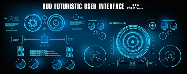 Hud futuristisches blaues dashboard der benutzeroberfläche zeigt virtual-reality-technologie-bildschirm an