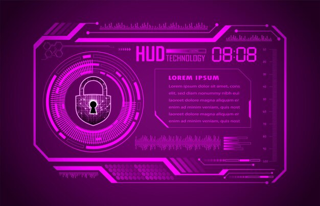 Hud geschlossenes padlock auf digitalen hintergrund cyber-sicherheit