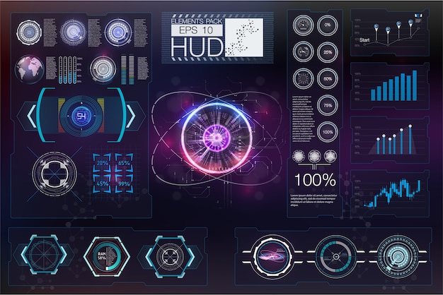 Vektor hud head-up-display. konfrontation des staates auf der karte.