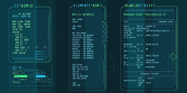 Hud-schnittstellenelemente mit einem teil des codes.