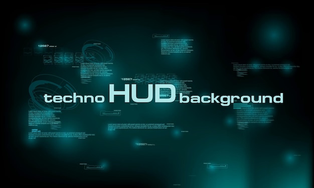 Hud-technologie-hintergrund bunter digitaler hintergrund 3d-technologie-schnittstelle hud-techno-hintergrund mit schwebenden zahlen