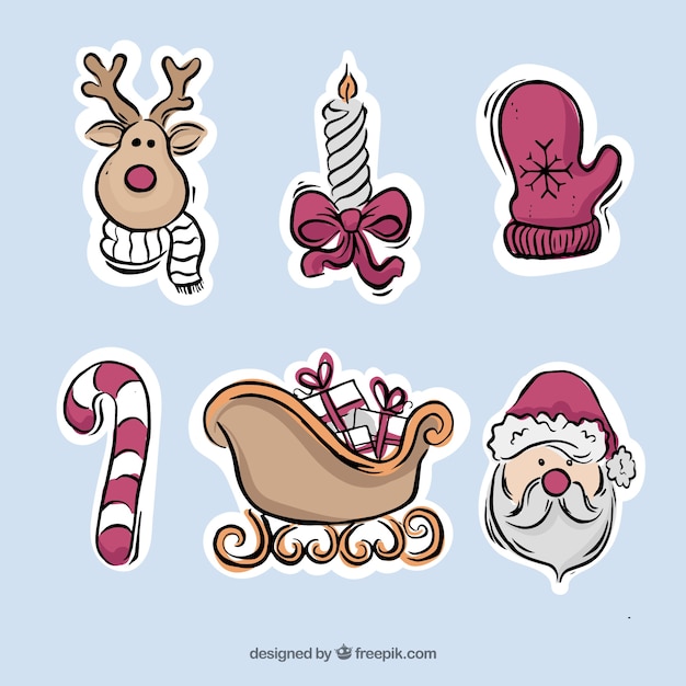 Vektor hübsche aufkleber skizzen von traditionellen weihnachtsschmuck