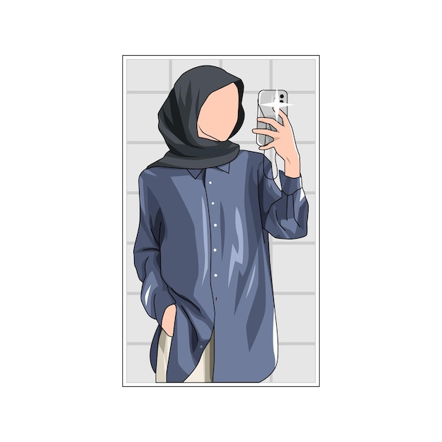 Vektor hübscher blauer hijab