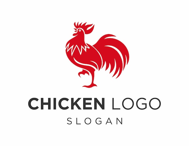 Hühner-Logo-Design, das mit der Corel Draw 2018-Anwendung mit weißem Hintergrund erstellt wurde