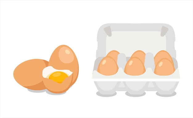Hühnereier Frische braune Eier in Pappschachtel-Vektorillustration