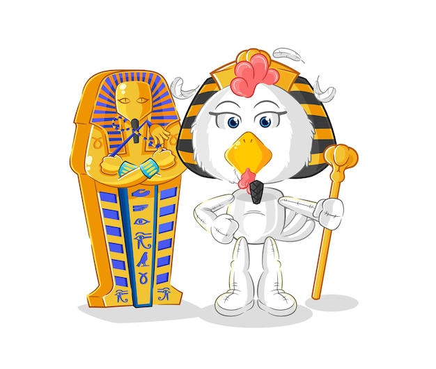 Vektor huhn alten ägypten cartoon cartoon maskottchen vektor