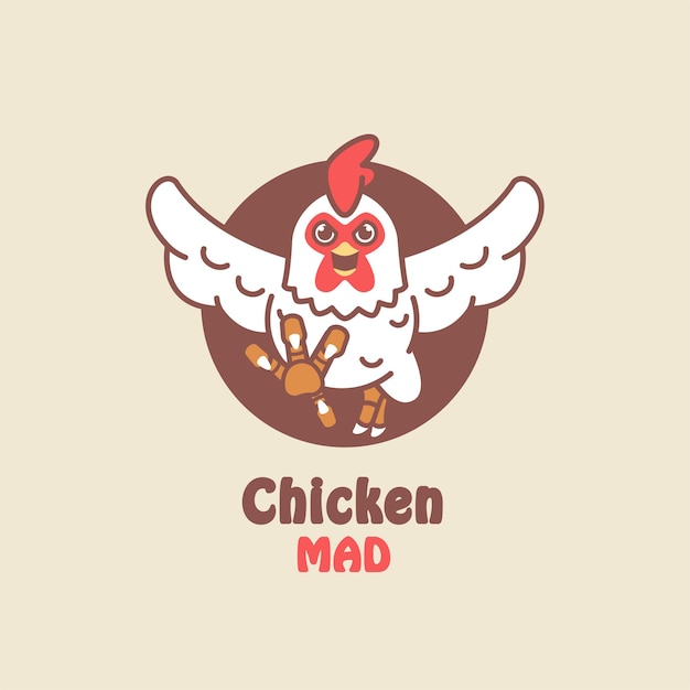 Vektor huhn-hahn-maskottchen-logo-cartoon-illustration