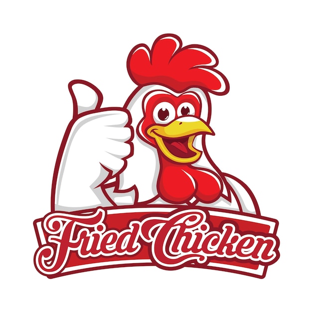 Huhn-maskottchen-logo-vektor fried chicken logo lächeln huhn daumen hoch