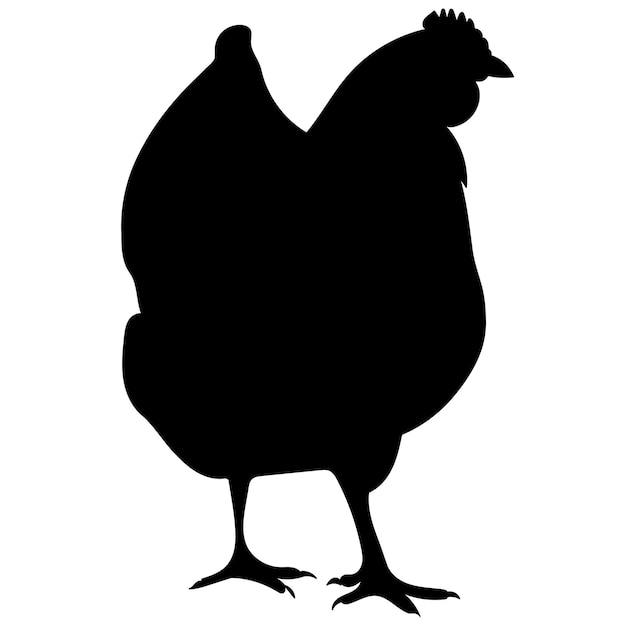 Huhn schwarzer silhouettenvektor, isoliert