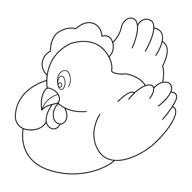 Huhn umreißt Vektor-Cartoon-Design auf weißem Hintergrund
