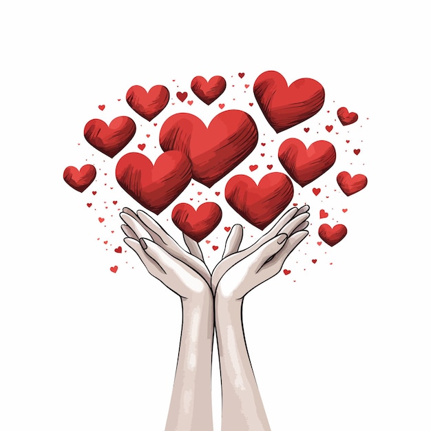 Vektor human_hands_with_hearts_vector