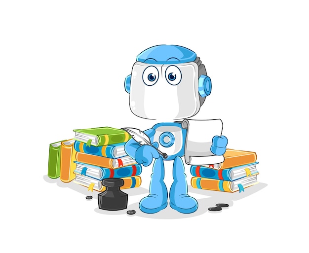 Humanoider Roboter Schriftsteller Vektor Zeichentrickfigur