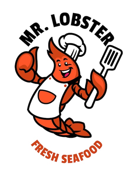 Hummer meeresfrüchte cartoon logo