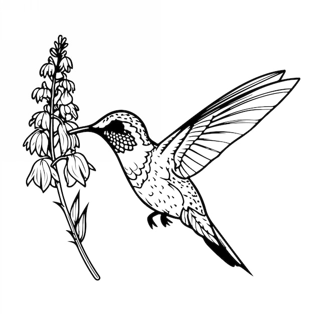 Vektor hummingbird line art silhouette illustration design vektor