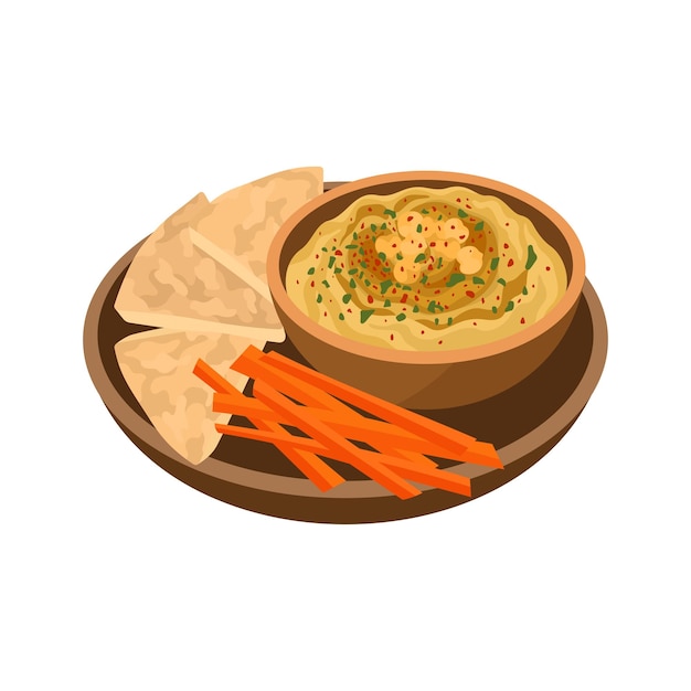 Vektor hummus-vektorillustration traditionelle nahöstliche küche