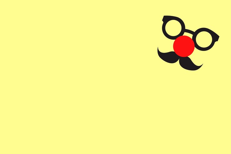 Vektor humorvolles design von clownbrillen eine rote nase und ein schnurrbart auf einem leuchtend gelben hintergrund ideal für april fools themen