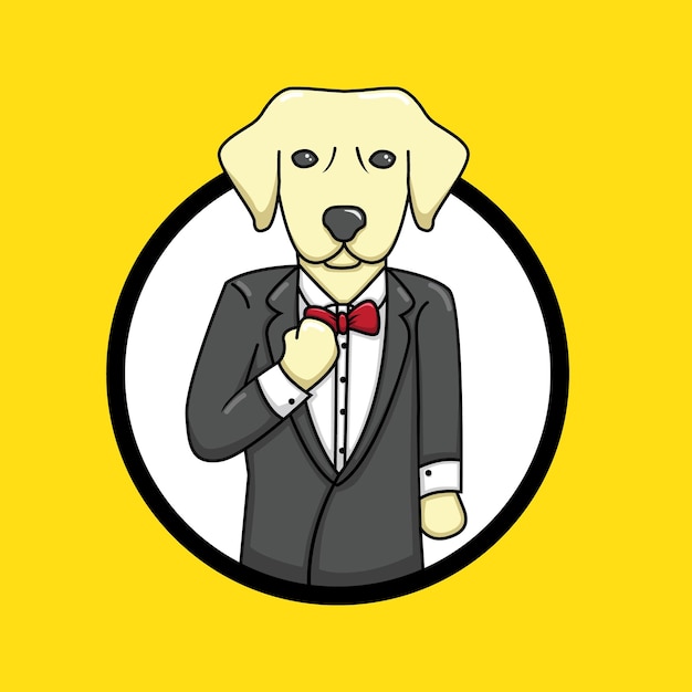 Hund Business Maskottchen Cartoon Illustration Vektordesign