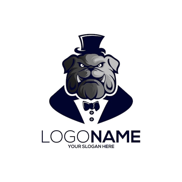 Hund gentleman maskottchen logo