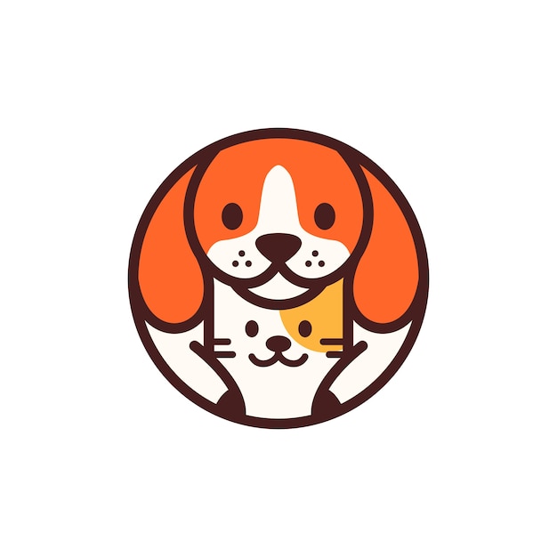 Hund katze katze haustier kreis runde cartoon logo vektor icon