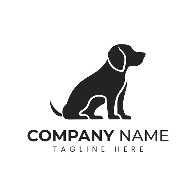 Hund Minimales schwarzes Logo Hundesilhouette
