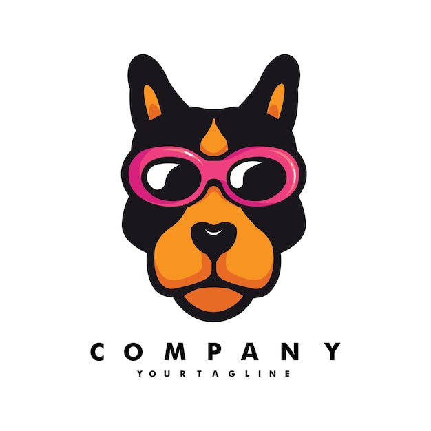 Hund mit brille maskottchen logo design illustration vektor