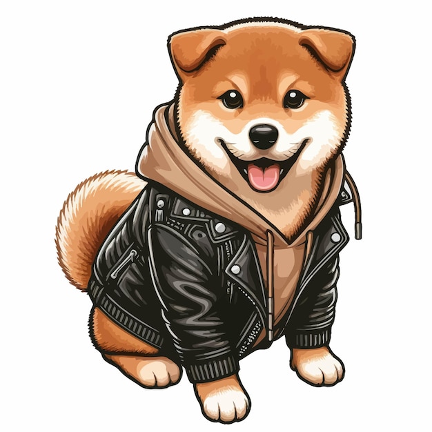 Hund trägt eine lederjacke