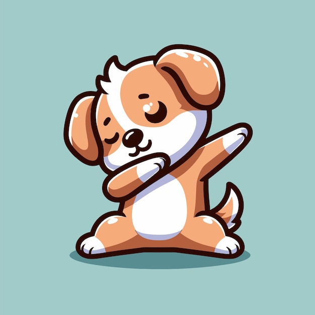Hund tupft Pose, Cartoon-Illustration, flacher Hintergrund