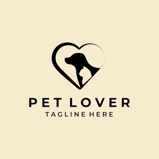 Vektor hund und katze haustier haus liebe logo vektor icon design