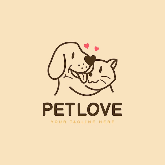 Hund und katze vektor-illustration tierliebe logo-design 2