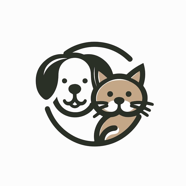 Hund- und Katzenlogo mit einem einfachen und minimalistischen flachen Designstil