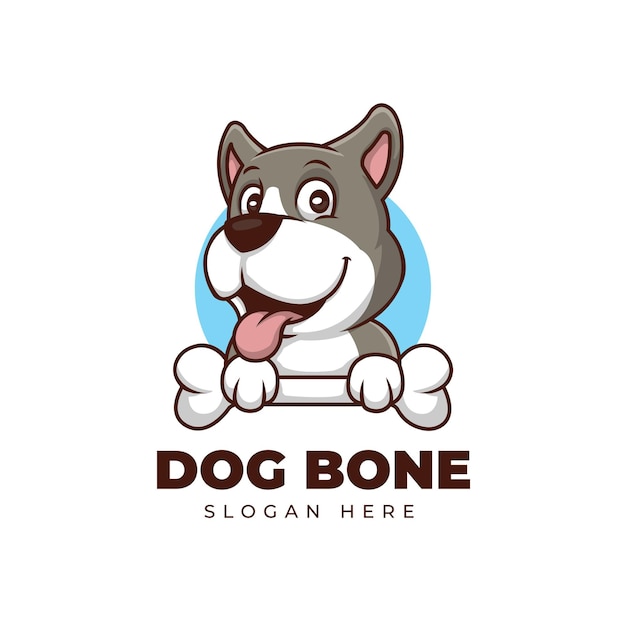 Hund und knochen kreativer cartoon lmascot logo design