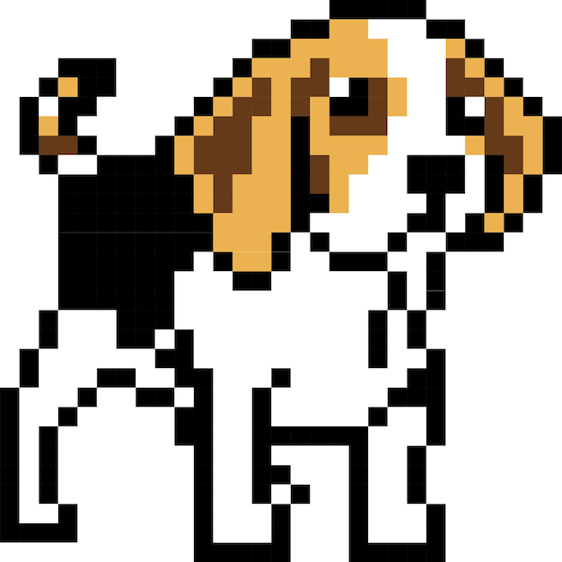 Hunde-Cartoon-Symbol im Pixel-Stil