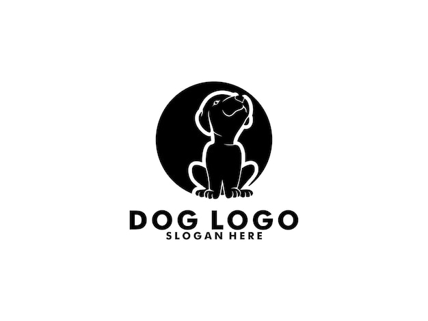 Hunde-Logo-Vektor einfaches minimales Hundepflege-Logo Design Silhouette Hund-Logo
