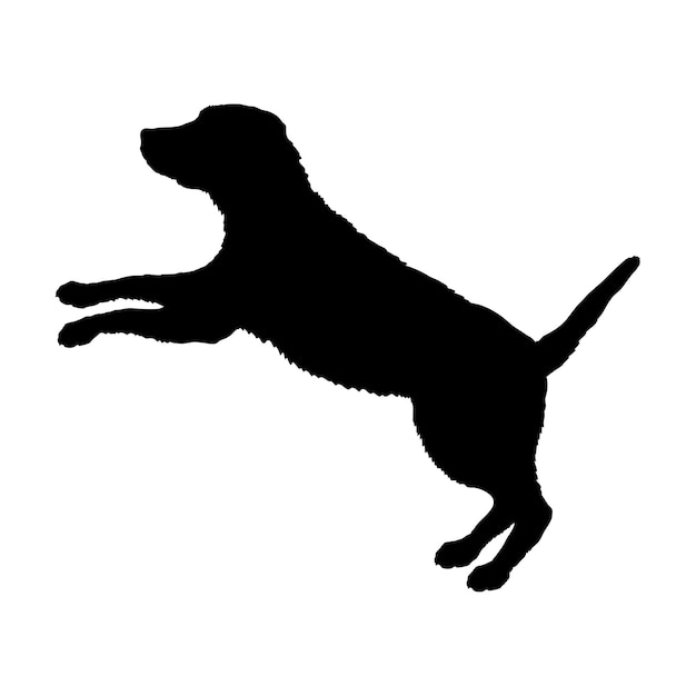 Hunde-Silhouette Hund Welpe steht auf zwei Beinen j Rassen Logo Hund Monogram Logo Vektor