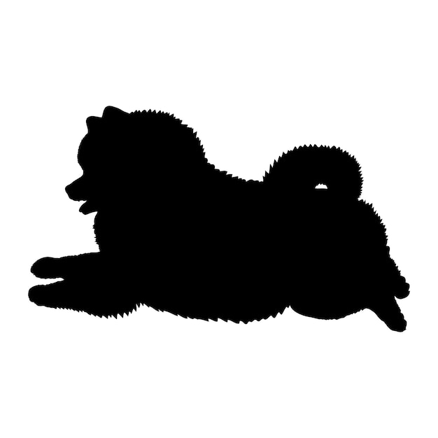 Vektor hunde-silhouette pomeranian-lügen-rassen-logo-monogramm-vektor