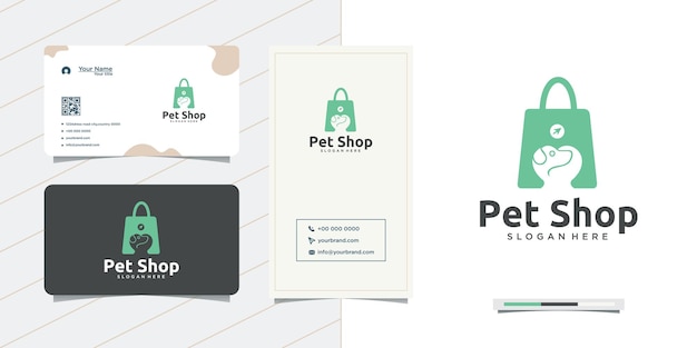 Hundekopfbeutel-logo-design und visitenkarte