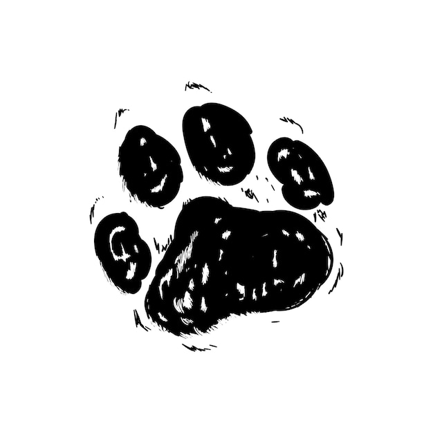Hundepfote doodle handgezeichnete skizze pet footprint niedliche illustration