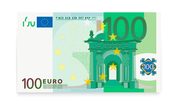 Vektor hundert-euro-banknoten auf weißem hintergrund.